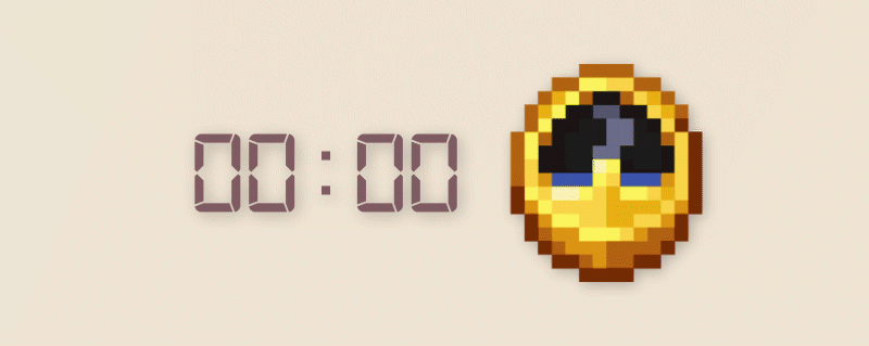An animated banner showing a digital clock synced with the Minecraft clock